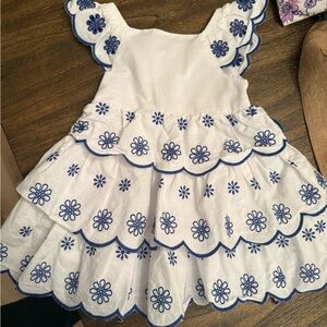 Nina White Dress with Pink and Black Embroidery